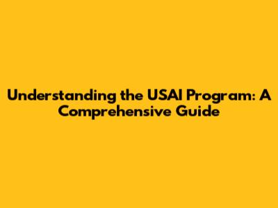 Understanding the USAI Program: A Comprehensive Guide