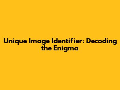 Unique Image Identifier: Decoding the Enigma