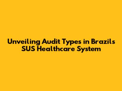 Unveiling Audit Types in Brazil's SUS Healthcare System