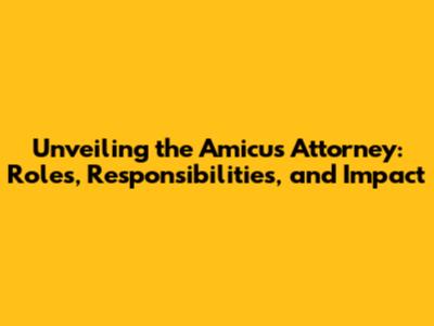 Unveiling the Amicus Attorney: Roles, Responsibilities, and Impact