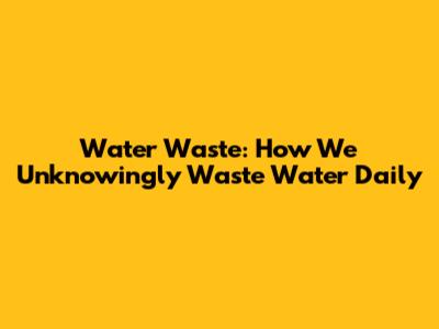Water Waste: How We Unknowingly Waste Water Daily